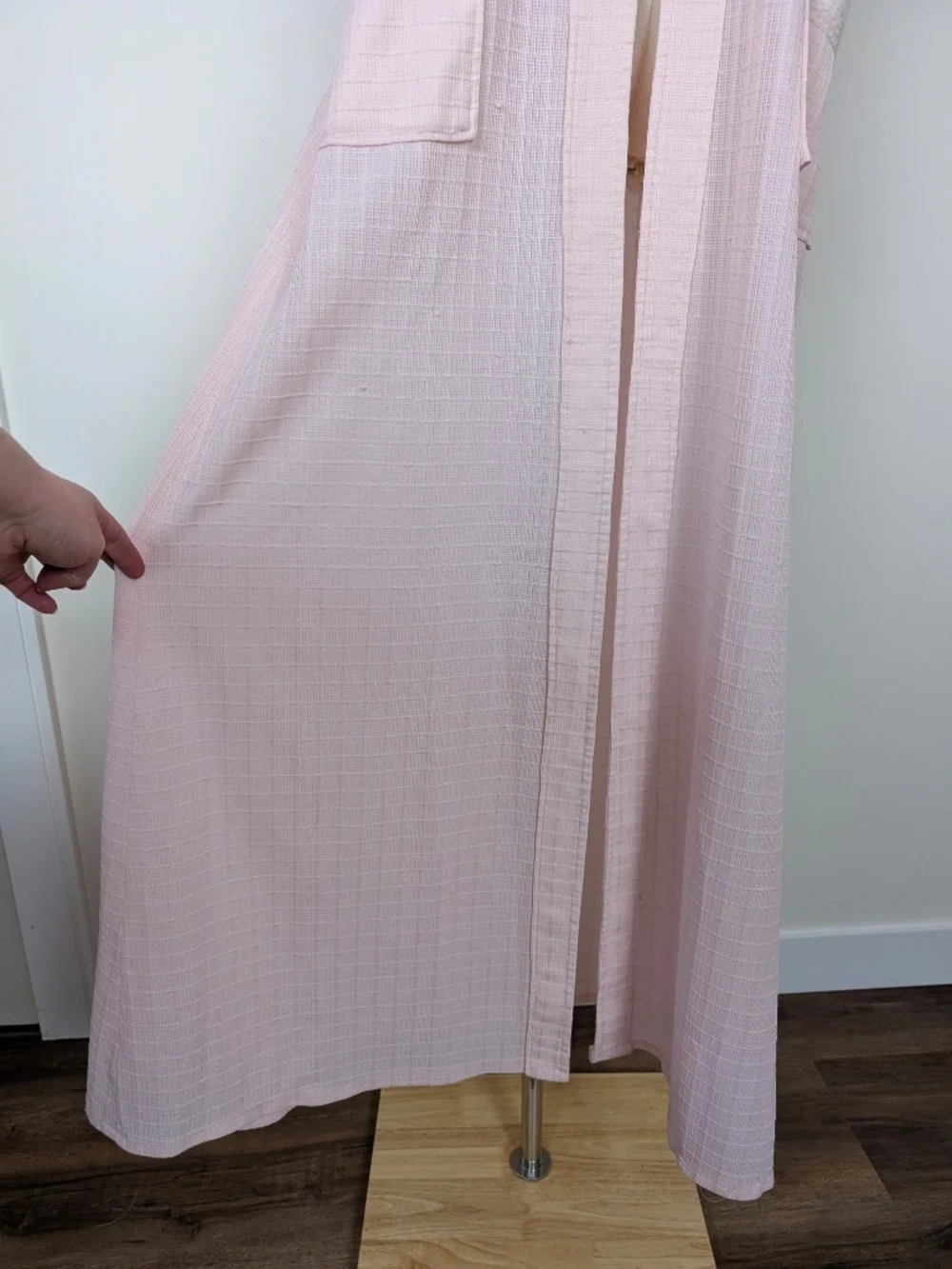 Vintage Robe Baby Pink Maxi Size Small Belted Feminine - Picture 5 of 16